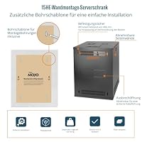 Tecmojo 19 Zoll 15HE 450mm Tief Netzwerk-Schrank, Wand-Serverschrank, 19" IT-Netzwerk-Rack-Gehäuse, abschließbare Tür und Seitenwände, Glastür, Flachverpackung, Schwarz – Ansicht 5