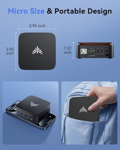Image of KAMRUI Essenx E1 Mini PC, 16GB DDR4 RAM 256GB M.2 SSD, Mini Computer Twin Lake N150 (Beat N100 /N95,up to 3.6GHz), Desktop Computer Dual 4K, Ethernet, WiFi, Bluetooth for Business, Office, Home
