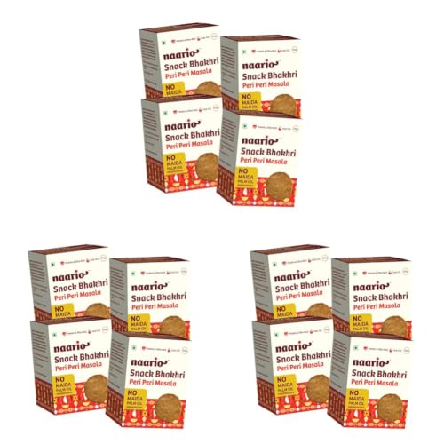 Image of Naario Peri Peri Crackers (12 Calories /pc) Healthy Snack for Kids and Adults | High-Fibre, Whole Wheat Baked Bhakhri Spicy Flavour | Perfect for Guilt-Free Munching | 100g Pack of 12