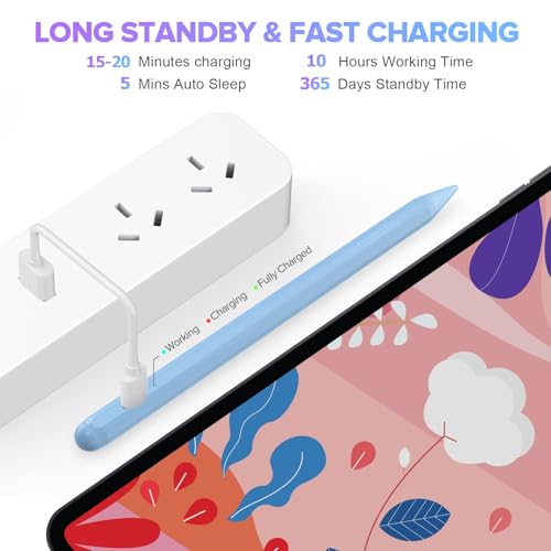 Image of JAMJAKE Stylus Pen for iPad 11th&10th Generation - 2X Fast Charge Active Pencil Compatible with 2018-2025 Apple iPad Pro 11 inch /12.9 inch /M4, iPad Air 3 /4 /5 /M2 /M3, iPad 6-11, iPad mini 5 /6 Gen - Blue