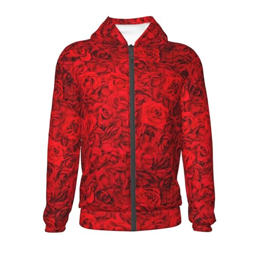 Red Rose Kid Hoodies Boys Zip Up Sweatshirts Girls Pullover with Pocket2