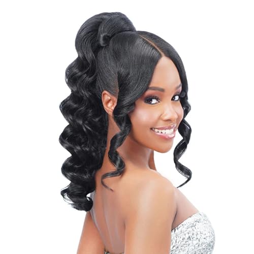 Zury Royal Drawstring Ponytail Split Bang Lace Part Miss Bang Sofia (Off Black 1B)