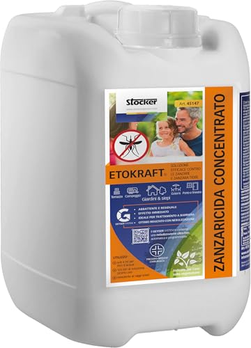 Stocker - Etokraft Zanzaricida Concentrato per Nebulizzazione Geyser - 5L - Azione Residuale 7 Giorni - Uso Esterno - Adatto a Geyser Pro e Lite