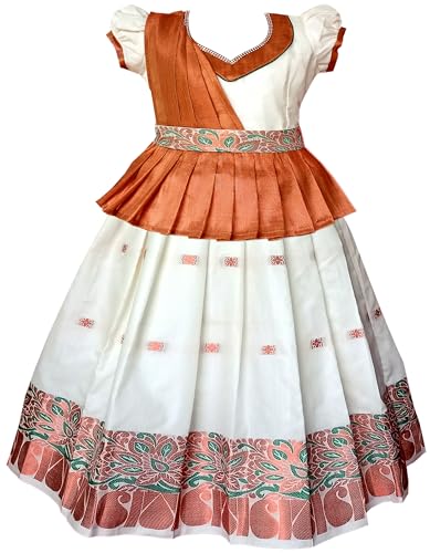 Image of Girl's Silk Readymade Traditional Lehenga Choli with-KERALA HALF SAREE 3 colour JERRY