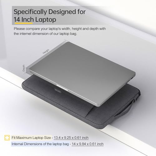 Image of 14 Inch Laptop Sleeve Case for Acer Chromebook Plus 514 / Aspire 14, HP Lenovo Dell ASUS Computer Carrying Bag, Space Grey