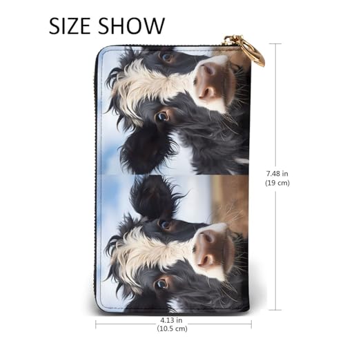 Cute Cow Women's Wallet Long Zip Around, Premium Vegan Leather Wallet with 12 Card Holders, Large Capacity,Gift Ready Packaging3