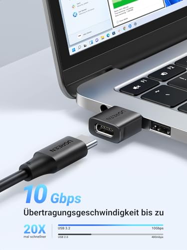 UGREEN USB C Adapter, 10Gbps USB C Buchse zu A Stecker Adapter Kompatibel Mit iPhone 17/16/15 Serie, iPad, Galaxy S24/S23 Serie, Laptops, Carplay usw (2 Stück)