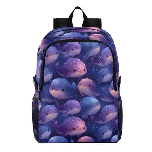 AIXIWAWA Lightweight Hiking Backpacks Cute Whale Print, Foldable Waterproof Daypack for Commute Travel