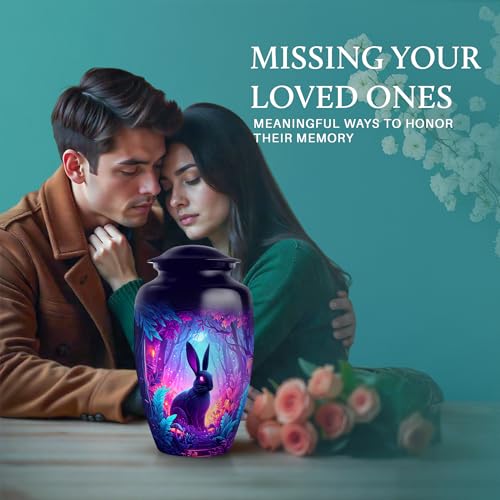 Image of Rabbit Urn - Small Keepsake Urn - Combo 3 - Large with 3 Inch Pack of 4 - Memorial Keepsakes for Ashes - Funeral Ash Urns Large - Memorial for Human Remains Mom & Dad