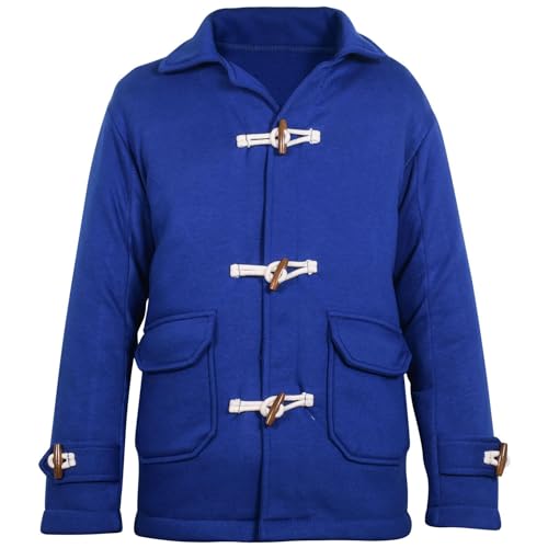 Girls Boys Royal Duffle Fleece Coat Stylish Utility Pockets Long Sleeves Thick Jacket Age 5-13 Years