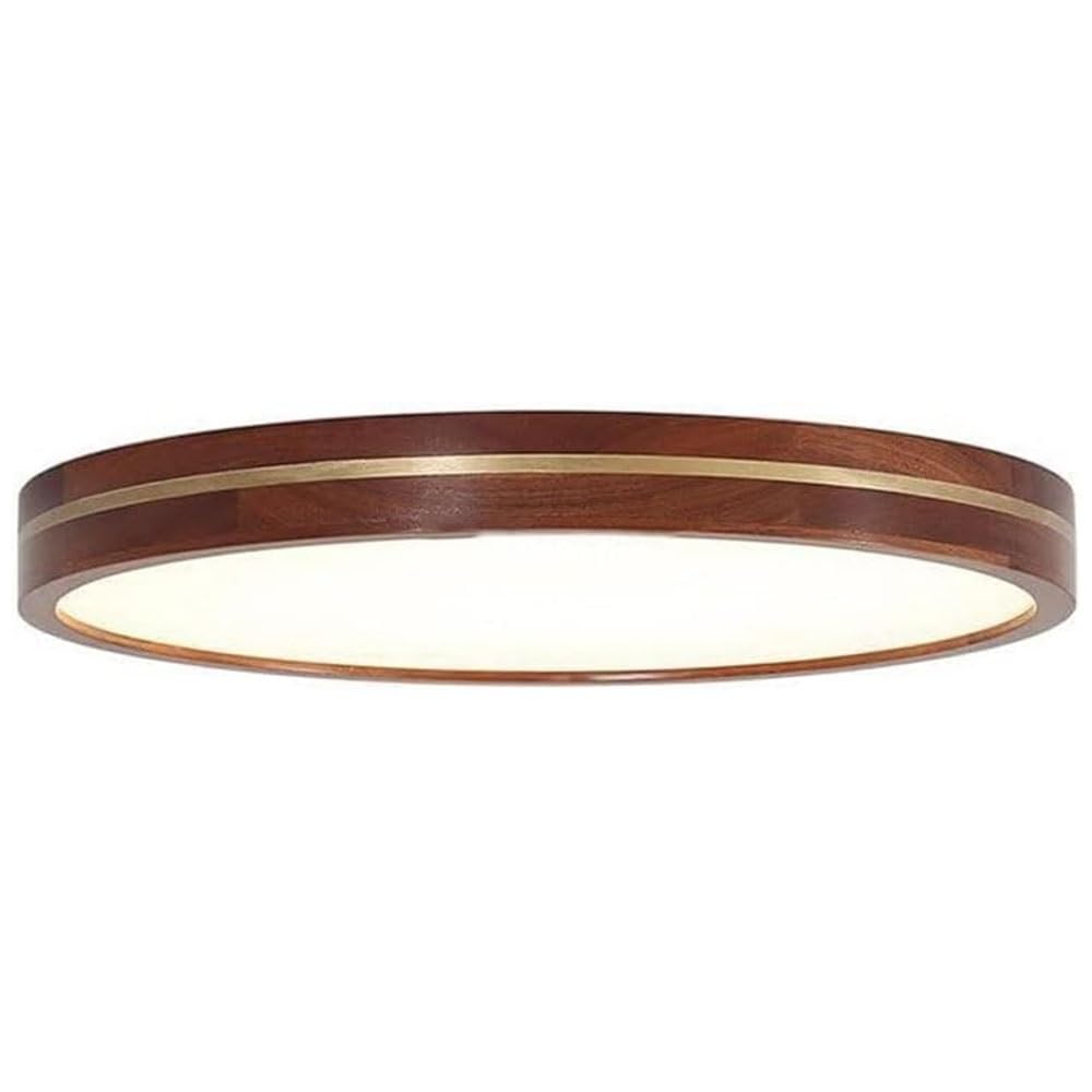 FEITENGDA Modern Minimalist Flush Mount Ceiling Light Round Design Walnut Wood Ceiling Light 3 Color Dimmable Acrylic Shade Close to Ceiling Lamp for Bedroom Study Living Room(40cm/15.75in)