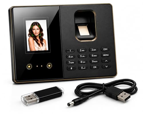 Image of Smart Biometric Attendance Machine with Face Recognition,Fingerprint Scanner,USB Support,Digital Display,Office Attendance Device,Secure Access Control System for Office&Business Use(1 Year Warranty)