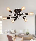 AMZASA Black Modern Sputnik Chandelier Semi Flush Mount Ceiling Light Fixtures, Mid Century Geometri