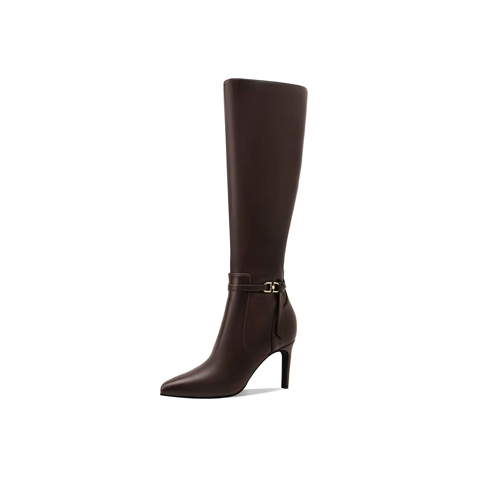 Women's Knee High Boots Women Mid Heel Pointed Toe Tall Boots for Women High Heel Side Zipper with Buckle Bow Knots Long Boots for Fall Winter for Fall Winter