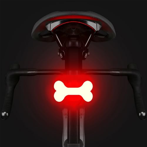 YUERWOVER Luz trasera de bicicleta recargable LED para bicicleta, luz trasera de bicicleta, esencial, brillante, lámpara de seguridad en forma de hueso, 5 modos de advertencia, impermeable, luz MTB