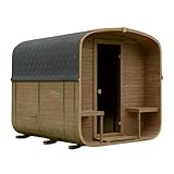 Gardj Fasssauna Garten Outdoor Sauna aus nordischer Fichte – Verschiedene Größen (2–6 Personen) – Wahlweise mit Holz- oder Elektroofen – Inkl. Zubehörset (QL 240 cm, Quadratische, Elektroherd)