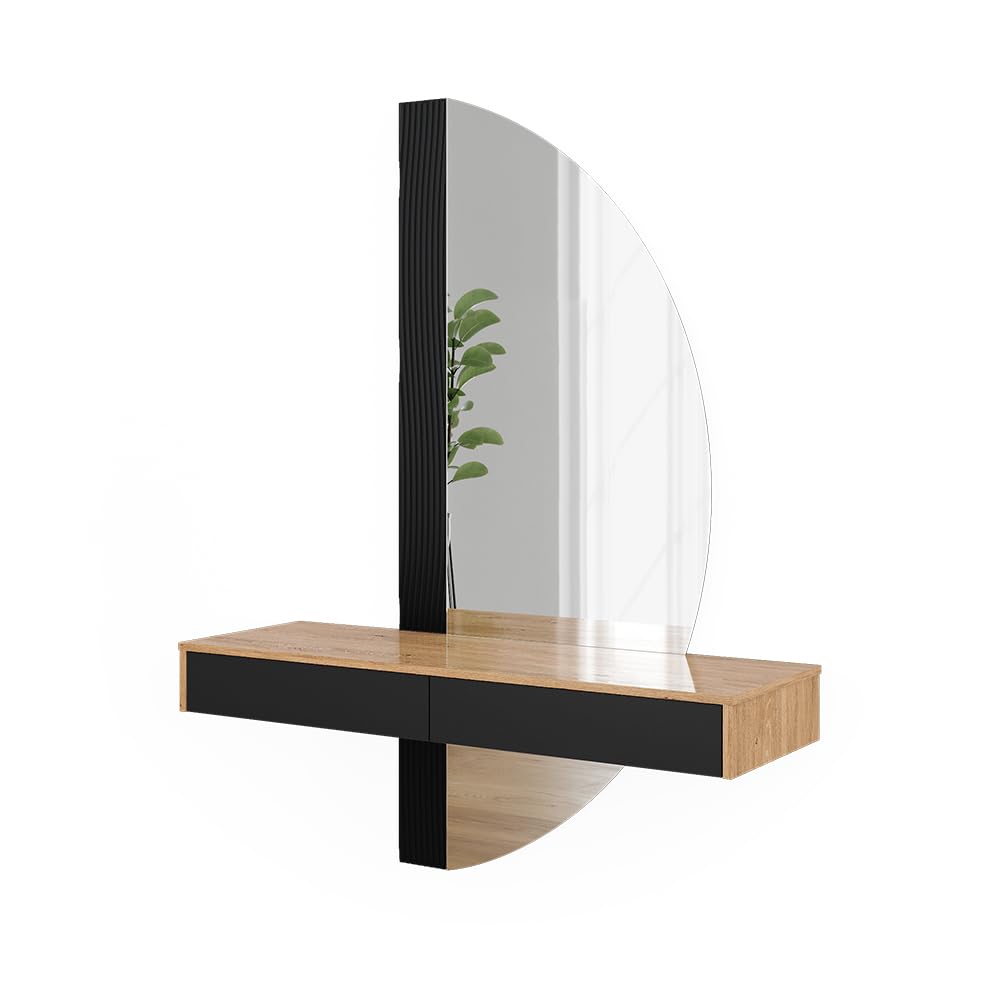 Vicco Tocador Melisa, Roble/Negro, 120 cm con 2 cajones