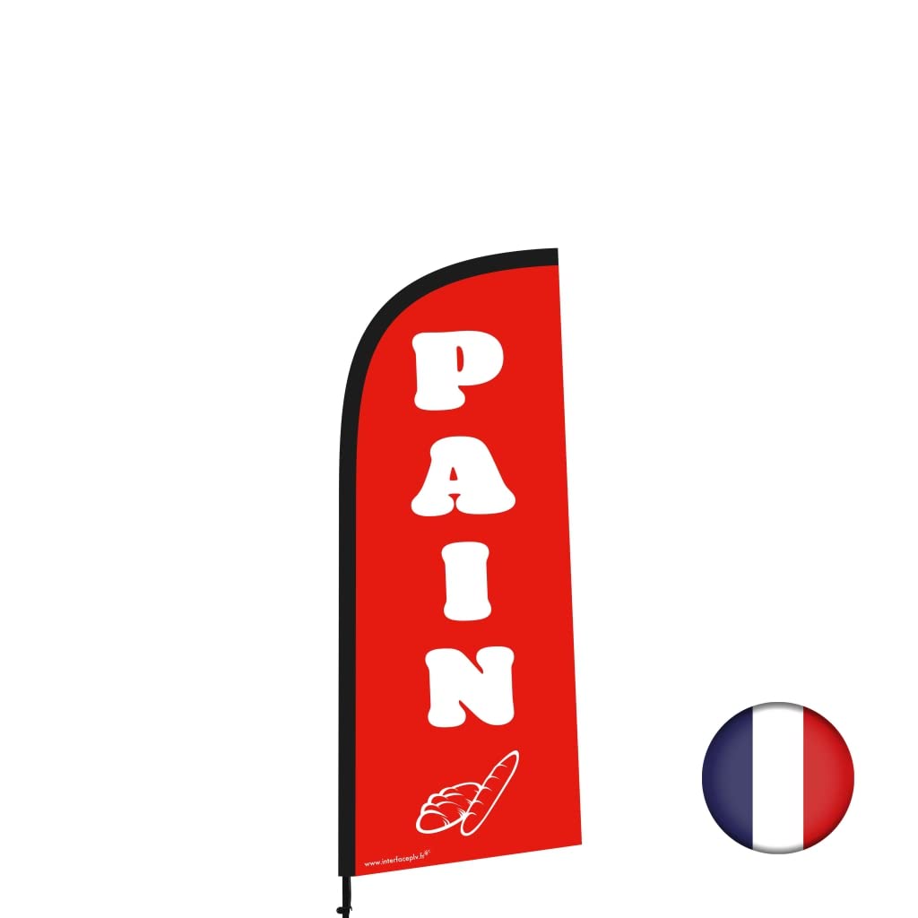 Werbeflagge "PAIN" in der Größe 225 x 85 cm mit Mast.