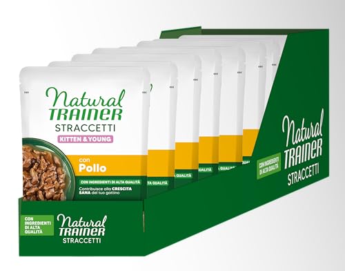 Natural Trainer Straccetti Cibo Umido per Gattini - Bocconcini in salsa con Pollo 28 x 70g