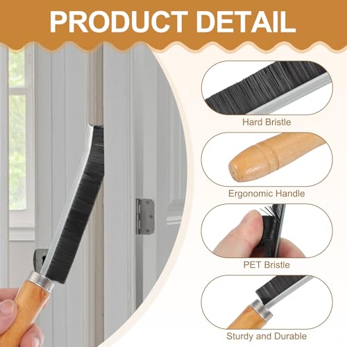 Image of uxcell 4pcs Crevice Cleaning Brush, 8.6 Inch Hard Bristle Cleaning Brush Bathroom Cleaning Tools for Corner, Window, Faucets, Black