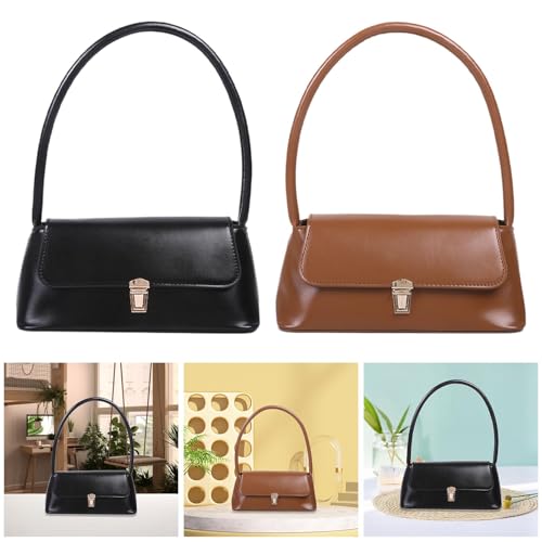 Image of Womens PU Leather Underarm Bag Stylish Hobo Bag for Vacation Dating Shopping Black