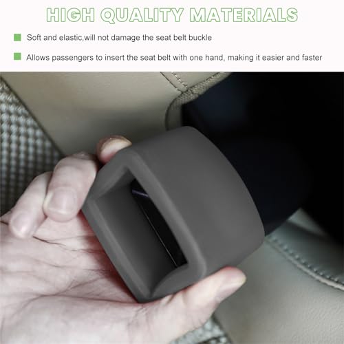 Image of povtii 2PCS Car Seat Belt Buckle Holder, Silicone Auto Seatbelt Buckle Booster Makes Receptacle Upright Buckling, Easy Access Seat Belt Buckle Safety Cover for Kids, Car Accessories (Dark Gray)