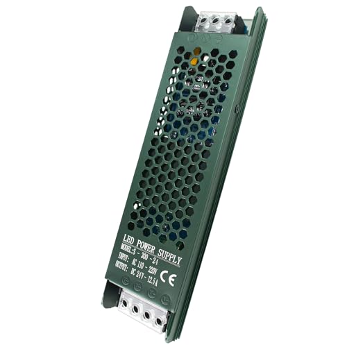 Image of 24V 12.5A 300W LED Driver LED Transformer, AC 110V-220V to DC 24V LED Power Supply Regulated Switching Converter Transformer LED Adapter for LED Strip Light, Lamp, CCTV Camera System, Radio