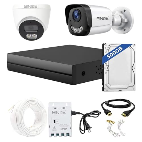 Image of SINLOE 4 Channel 1080P Full HD DVR 2MP Night Color 1 Dome + 1 Bullet, 500GB Hard Disk Full Combo Set