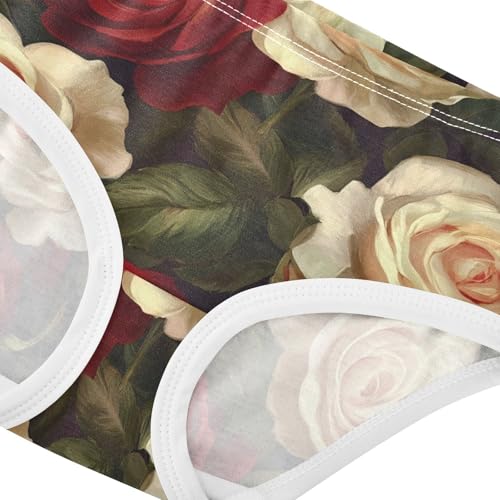 Cotton Toddler Girls Underwear Red Cream Roses Green Leaves Girl Panties Cute Artistic Kids Undies Briefs 2t4