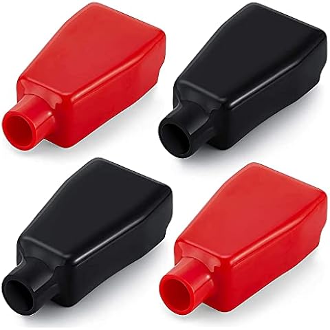 AOICRIE 2 Pairs Battery Terminal Covers Car Positive & Negative Battery Terminal Protector Cover Red & Black for Automotive Marine Battery(4) Cover