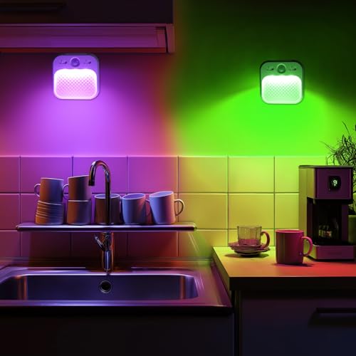 Image of DAMI Led Night Light with Motion Detector 2 Pack, Cabinet Light Dimmable with Timer Function, Staircase Lighting RGBW, Hallway Light Rechargeable 600mAh for Children's Room