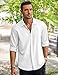 COOFANDY Men's Beach Shirt Long Sleeve Beach Butto Up Shirt Wedding Shirt for Men White