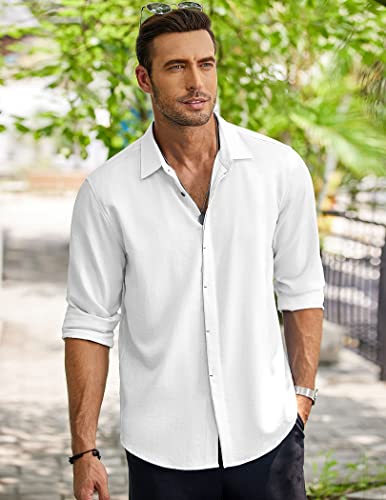 COOFANDY Men's Casual Shirt Long Sleeve Casual Button Down Shirt for Men Summer Beach Wedding Shirt3