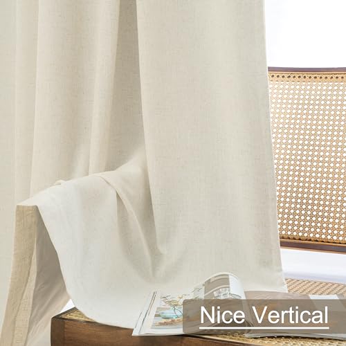 Driftaway 100% Blackout Natural Linen Curtains For Bedroom 84 Inches Long Double Layer Drape Farmhouse Thermal Insulated 3 Inch Rod Pocket Back Tab Full Light Blocking 2 Panels For Living Room Nursery thumb #7