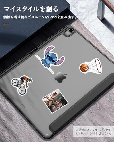 TiMOVO iPad Air 13インチ ケース(M3/M2)2025/2024 13インチiPad air M3 M2 カバー ペン収納 透明バック PencilProワイヤレス充電対応 PUレザー 三つ折り TPU スタンド オートスリープ機能付き 軽量 スマートカバー アイパッドエアー13インチケース Black
