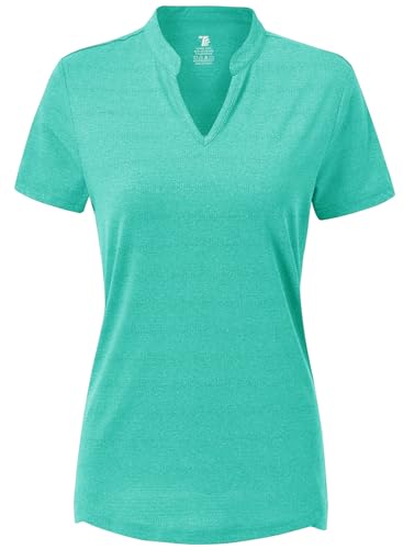 Image of Gopune Women's V Neck Golf Polo Shirts Collarless Short Sleeve Lightweight Quick Dry Tennis Running T-Shirts