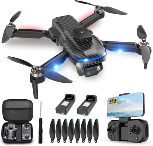4K Drones with Camera for Kids,Drones for Adults withEmergency Stop, Headless Mode, 360&deg; Flips, CarryingCase & 2 Batteries,Wireless RC Toys for Boys Girls(Black)