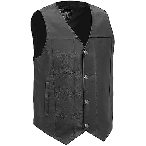 First Mfg Co. Gun Runner Midweight Leather Vest: V-Neck, Snap Front, Conceal Carry Pockets, Mesh Lining Cover