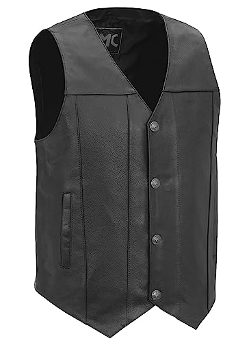 First Mfg Co. Gun Runner Midweight Leather Vest: V-Neck, Snap Front, Mesh Lining