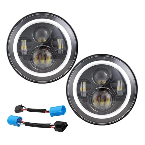 Phare Led 7 pouces pour Jeep Wrangler avec DRL halo noir et adaptateur inclus