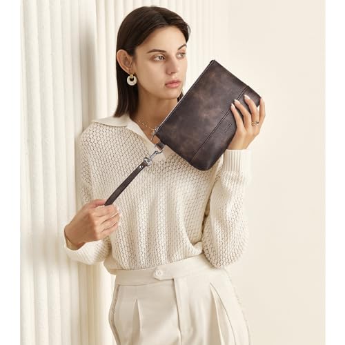 Image of CLUCI Wristlet Wallet for Women Large Capacity Leather Clutch Purse Slim Ladies Travel Credit Card Holder Phone Organizer