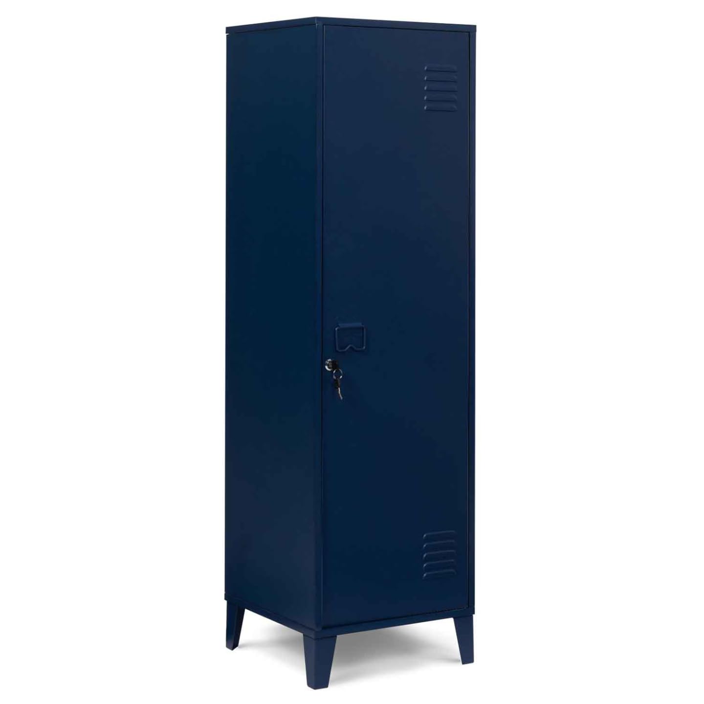 IDMarket – Armario de vestidor Ester puerta de metal azul oscuro diseño industrial