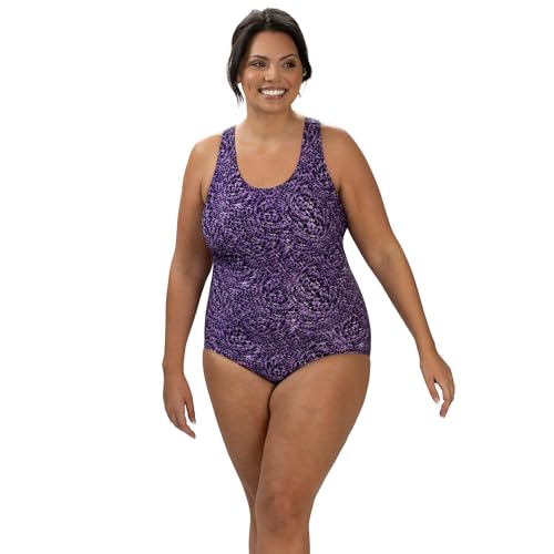 Dolfin Aquashape Women's One Piece Swimsuit - Print Conservative Cut Athletic Lap Suit