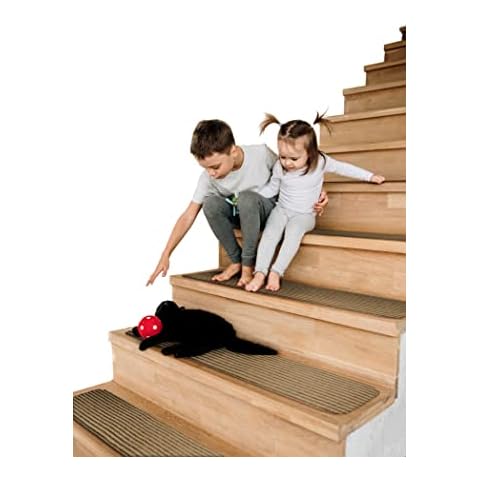 EdenProducts Non-Slip Carpet Stair Treads for Wooden Steps, 15pcs 8x30in Slip Resistance Indoor Peel & Stick Treads Carpet Runner Mats for Elders, Kids, Dogs, Staircase Step Rugs Stair Grip, Beige Cover