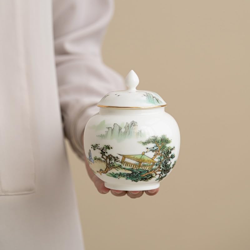 Juego De Té Lata de té de cerámica Retro, Lata sellada Blanca, Lata de Almacenamiento de té, Barril de té, Lata de té Pu'er Tarro para Guardar Té(A)