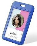 Uniclife Sliding ID card Holder Blue Vertical Hard Plastic Case with Clear Window Dark Blue Protective Case for Office School ID Credit Proximity Key Driving Licenses and Passports