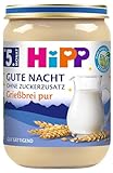 HiPP Bio Gute Nacht Grießbrei pur (6 x 190g), Babybrei ab 5. Monat, ohne Zuckerzusatz, gut sättigend, in bester Bio-Qualität