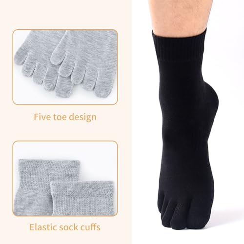 2Pairs Toe socks Men Women,Five Finger Crew Socks Athletic sock,Breathable Toe Socks Sports Running2