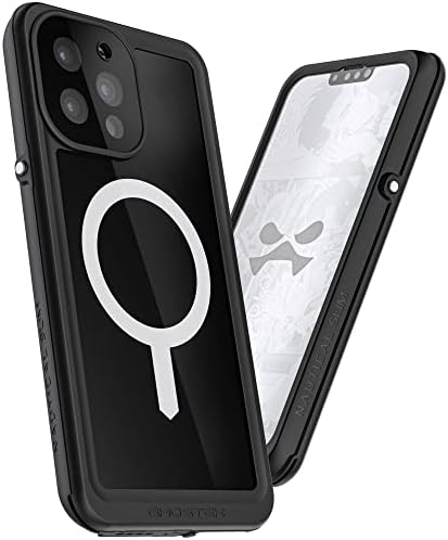 Ghostek NAUTICAL Slim iPhone 13 Pro Max Case - Waterproof, Heavy-Duty Protection, MagSafe Compatible, Built-In Screen Protector, 6.7" (Black)