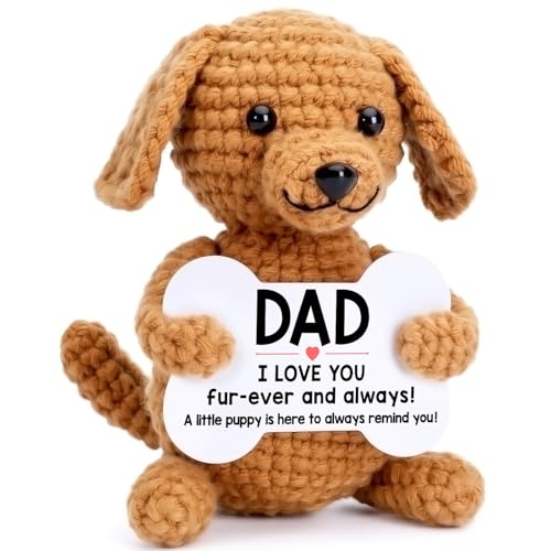 Dog Dad Gifts Fathers Day Funny Gifts from Daughter Son Positive Crochet Dad I Love You Fur-Ever and Always for FatherS Day Birthdays or Christmas Office Home Desktop Decorations